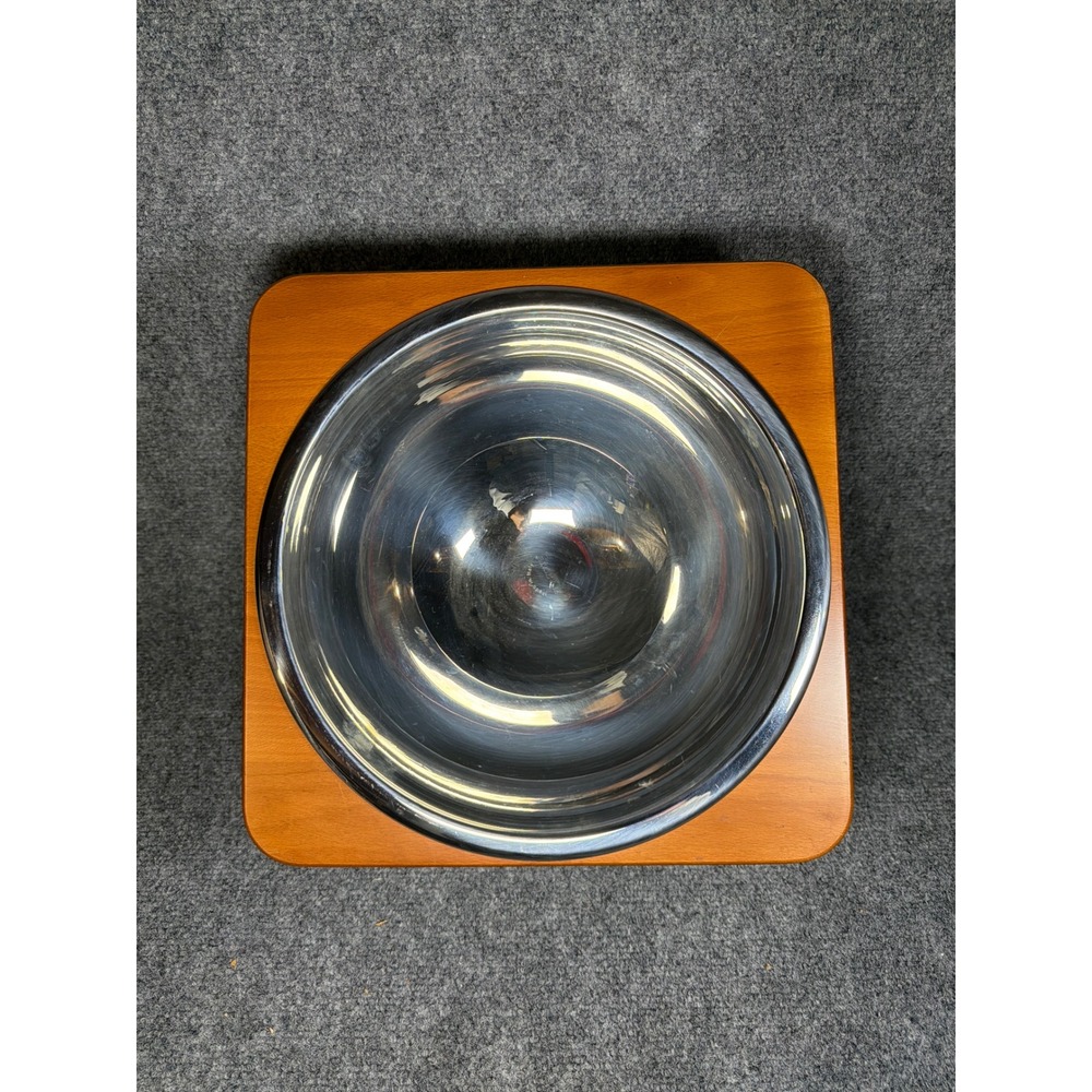 Frontgate 18/10 Stainless Steel Mixing Bowl with Wood Stand Made in Italy Heavy